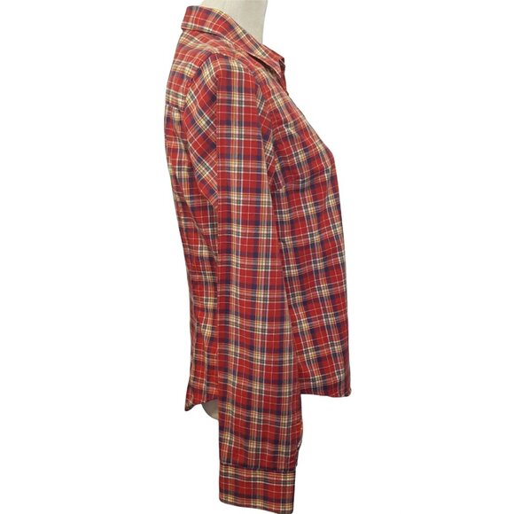 Cruel Girl Junior's Shirt Size Medium Red Plaid Western Button Front Long Sleeve - Picture 5 of 8